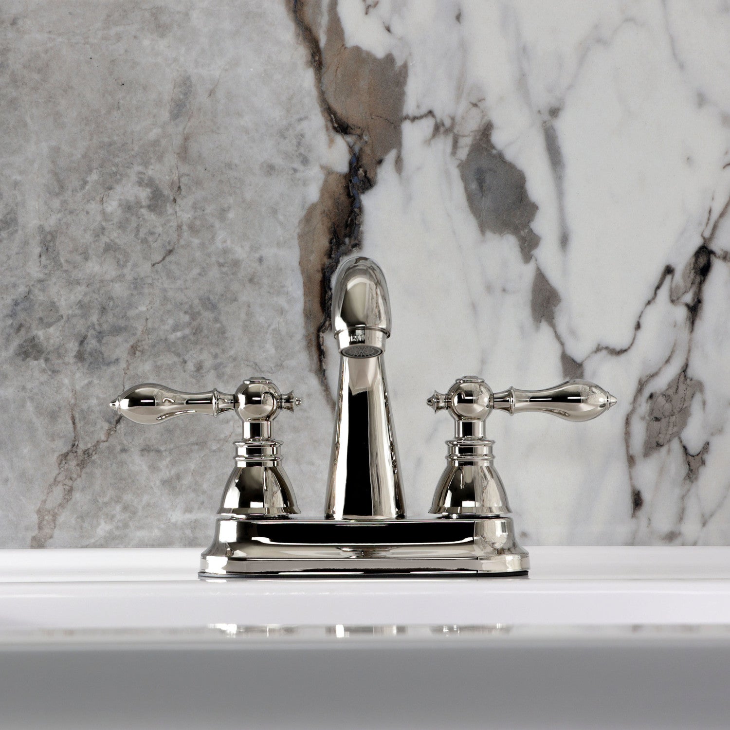 Kingston Tulare FSY5619ACL - American Classic Double-Handle 3-Hole Deck Mount 4-Inch Centerset Bathroom Faucet with Pop-Up Drain, Polished Nickel — thumbnail 3